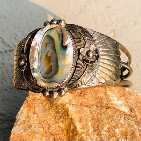 ❌SOLD❌VTG Navajo Sterling ManyGoats Abalone Pearl - Picture 3 of 16